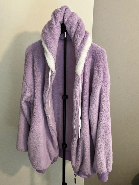 Jackets & Blazers - Cozy Women's Purple Sherpa Oversized Full-Zip Hoodie